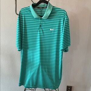 Nike Men's Aqua Striped Polo Shirt